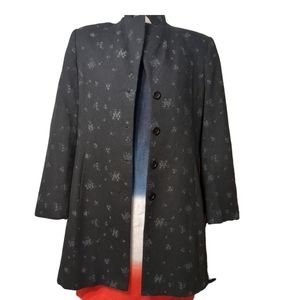 SEVIL Canada Black patterned Wool Coat Size 10